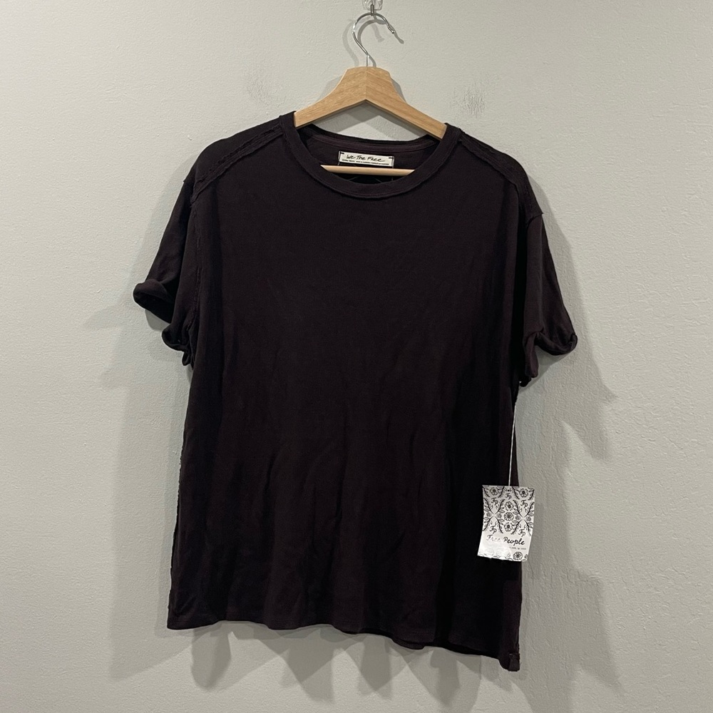 Free People We the Free Sample Item ~ XS Boxy Scoop Neck Relax Fit Ribbed Tee
